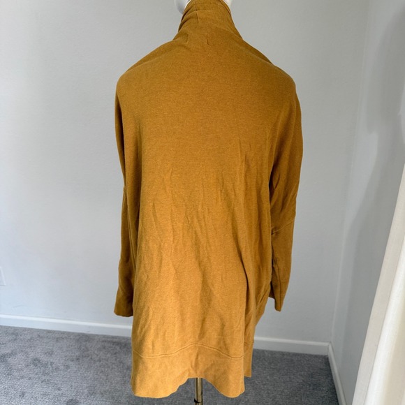 Pact Brooklyn Chai Yellow Organic Cotton Open Front Cardigan Sweater Medium Cozy - Picture 7 of 9
